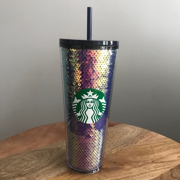 Starbucks Other - Starbucks Multicolor Sequin Plastic Cold Cup